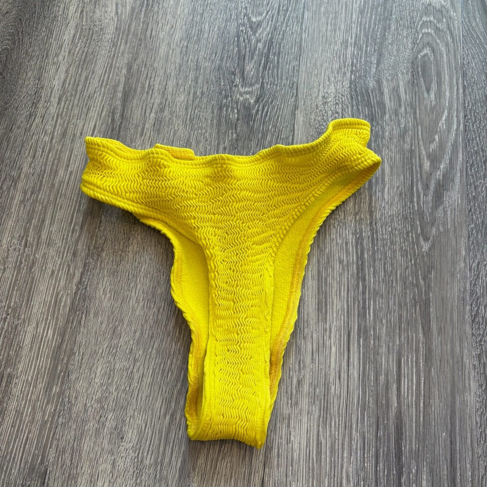 Cleonie Yellow Textured Bikini Bottom